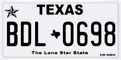 TX license plate BDL0698