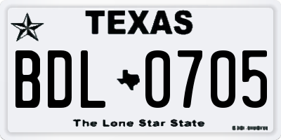 TX license plate BDL0705