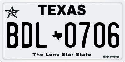 TX license plate BDL0706