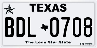 TX license plate BDL0708