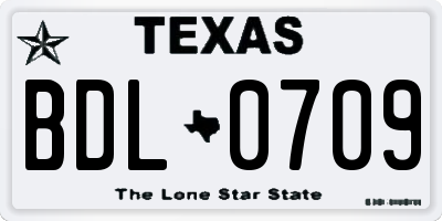 TX license plate BDL0709