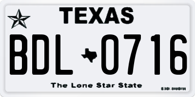 TX license plate BDL0716