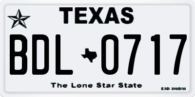 TX license plate BDL0717