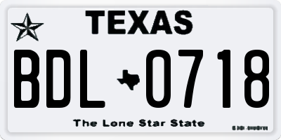 TX license plate BDL0718