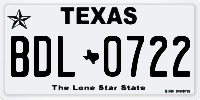TX license plate BDL0722
