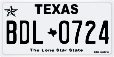 TX license plate BDL0724