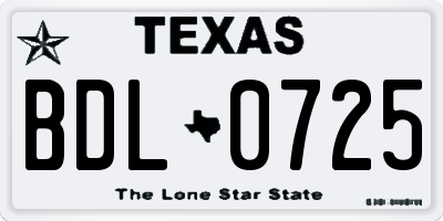 TX license plate BDL0725