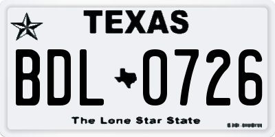 TX license plate BDL0726
