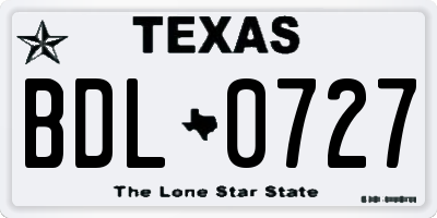 TX license plate BDL0727