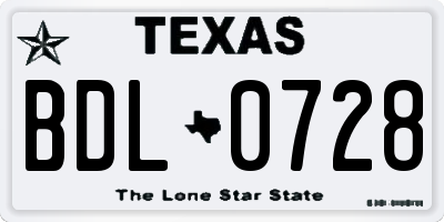 TX license plate BDL0728