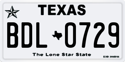 TX license plate BDL0729