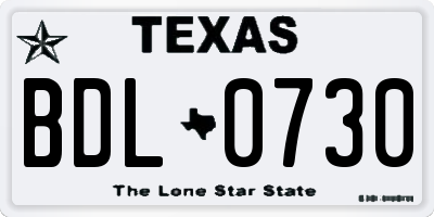 TX license plate BDL0730