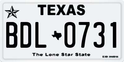 TX license plate BDL0731