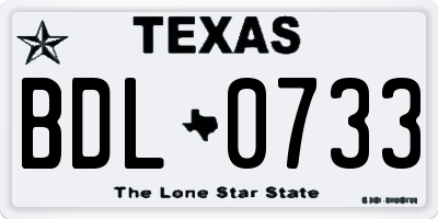 TX license plate BDL0733
