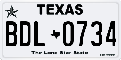 TX license plate BDL0734