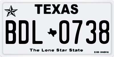 TX license plate BDL0738