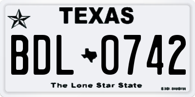 TX license plate BDL0742