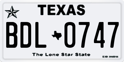 TX license plate BDL0747