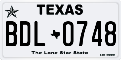TX license plate BDL0748