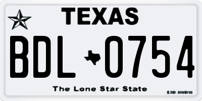TX license plate BDL0754