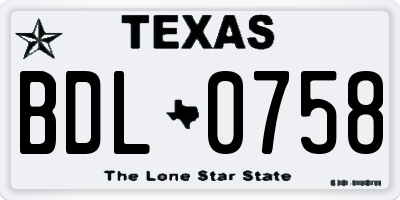 TX license plate BDL0758