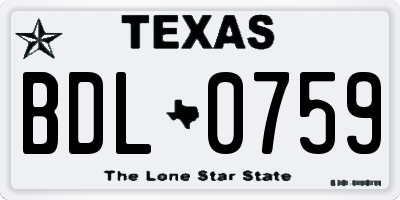 TX license plate BDL0759