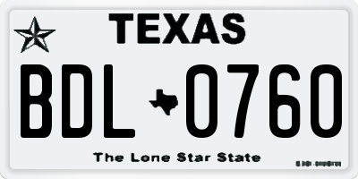 TX license plate BDL0760