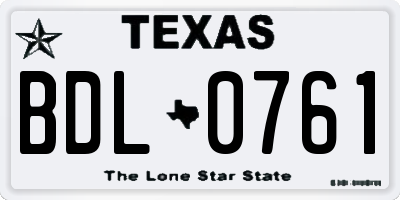 TX license plate BDL0761