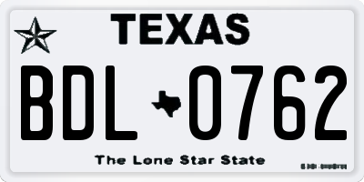 TX license plate BDL0762