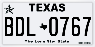 TX license plate BDL0767