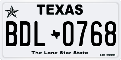 TX license plate BDL0768