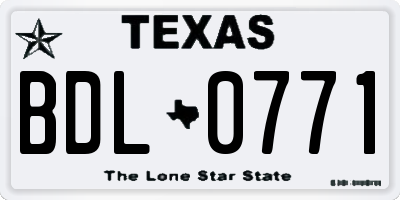 TX license plate BDL0771