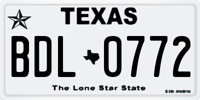 TX license plate BDL0772