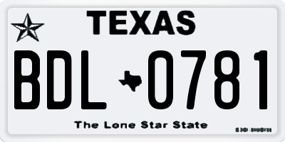 TX license plate BDL0781