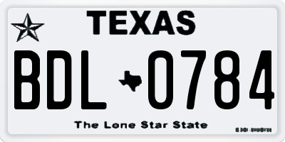 TX license plate BDL0784
