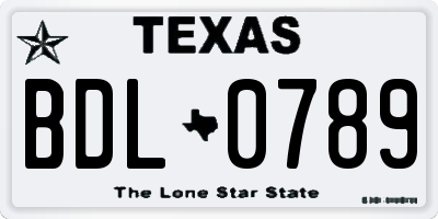 TX license plate BDL0789