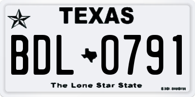 TX license plate BDL0791