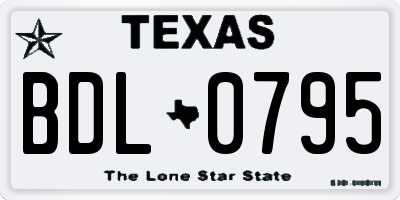 TX license plate BDL0795