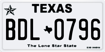TX license plate BDL0796