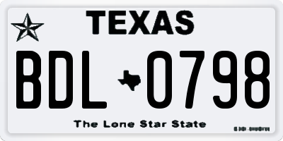 TX license plate BDL0798