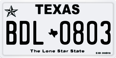 TX license plate BDL0803