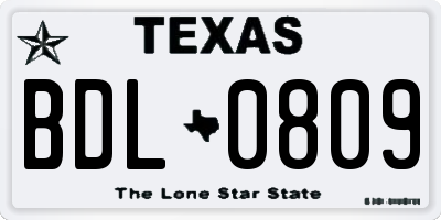 TX license plate BDL0809