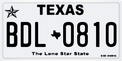 TX license plate BDL0810