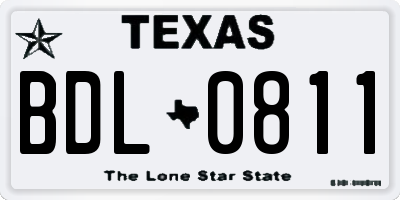 TX license plate BDL0811