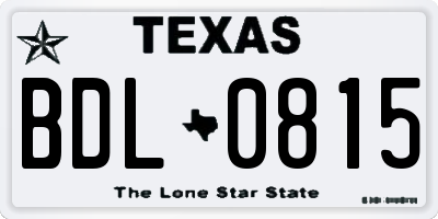 TX license plate BDL0815