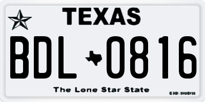 TX license plate BDL0816