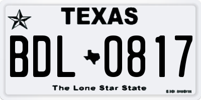 TX license plate BDL0817