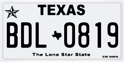 TX license plate BDL0819