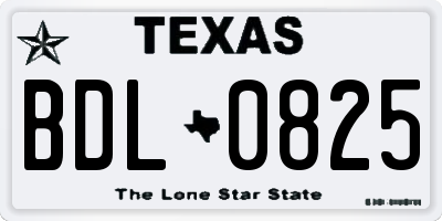 TX license plate BDL0825