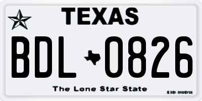 TX license plate BDL0826